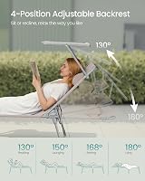 SONGMICS Folding Sun Lounger 193x53x29 cm with Sun Visor Taupe GCB192K01 view 4