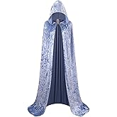 HAPNBCELE Medieval Velvet Hooded Cloak for Womens Mens, Adults Renaissance Costume Cape Halloween Christmas Masquerade Party