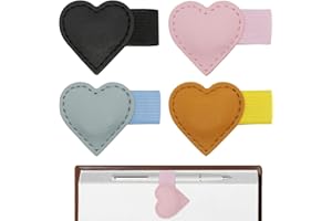 4Pcs Magnetic Leather Bookmarks with Pen Holder | Cute Heart-Shaped Strong Magnetic Clasp Bookmark for Books, Multifunctional