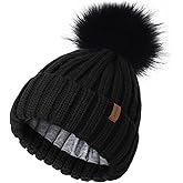 FURTALK Kids Winter Hat Toddler Knitted Beanie with Faux Fur Pom Poms for Baby Girls Boys