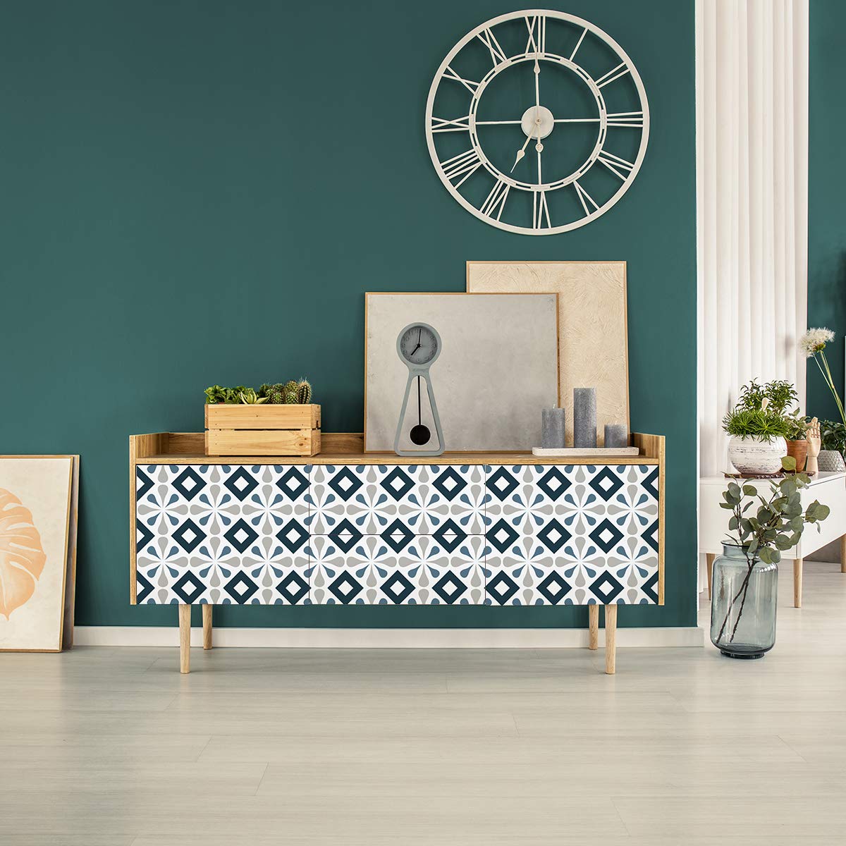 Ambiance Sticker Self-Adhesive Furniture and Tables Tile Stickers for Kitchen and Living Room Decoration Mirendina - Pack of 24 Stickers of 10 x 10 cm