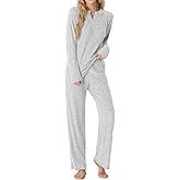 PrinStory Womens Pajama Sets Pajamas Fall Winter Long Sleeve Lounge Set Two Piece Soft Pjs