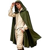 VZQI Renaissance Hooded Cloak Hobbit Halloween Medieval Costume Adult Cosplay Short Cape for Men and Women