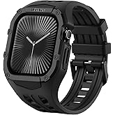 Nereides Rugged Case with Band for Apple Watch Series 11/10 46mm, Breathable TPU Sport Strap + PC Protective Bumper, Shock-Resistant, Sweat & Water-Resistanty (Black)