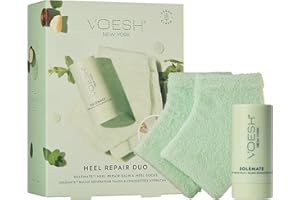 VOESH NEW YORK VOESH Heel Repair Duo, Solemate Heel Repair Balm & Moisturizing Heel Socks, Cracked Heel Stick Balm, Foot Care for Men & Women, at-Home Foot Care, Fuzzy Heel Socks, Toeless Spa Socks