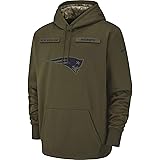 men's new england patriots nike olive salute to service sideline therma performance pullover hoodie