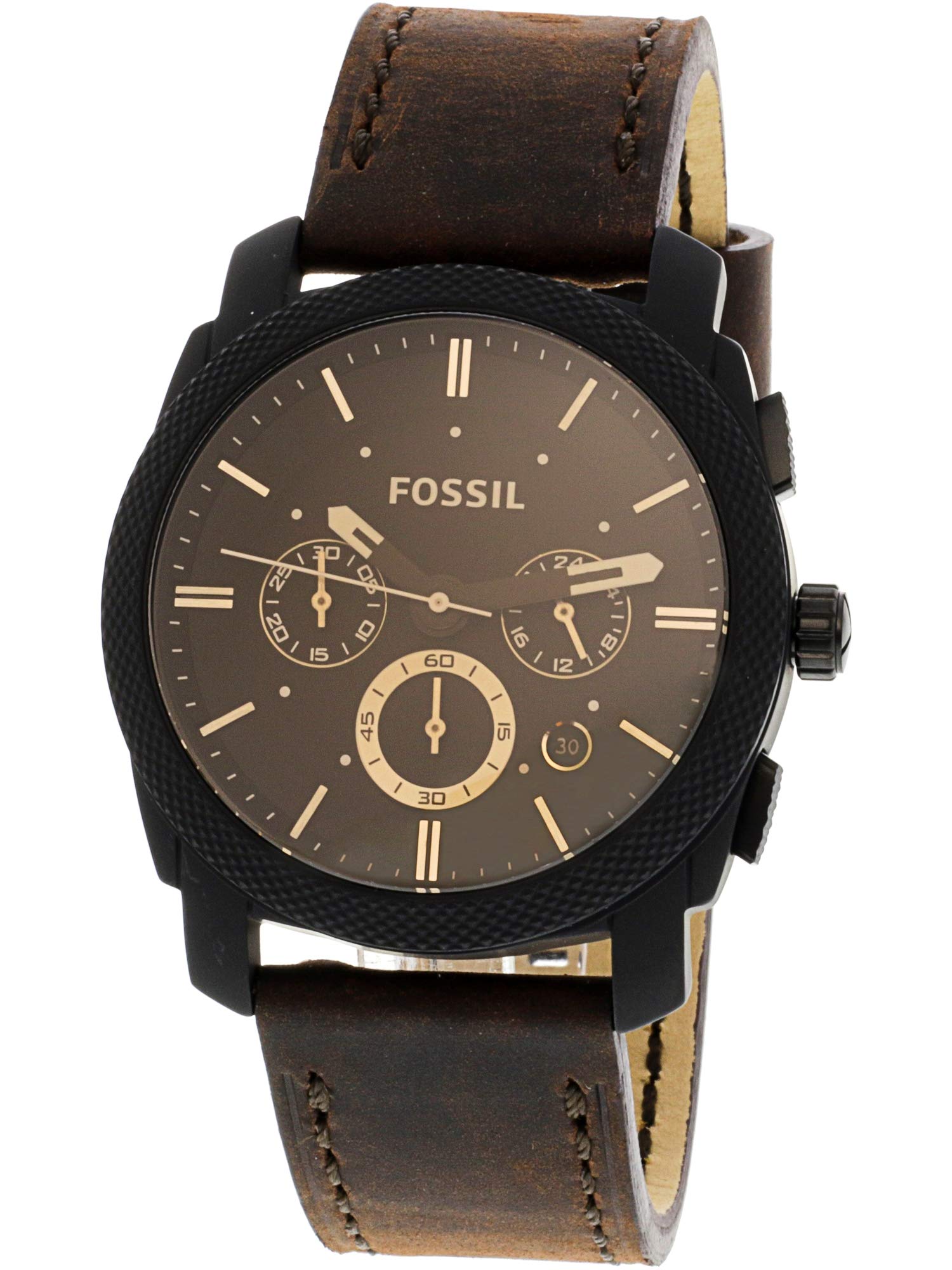 Galleon Fossil Mens FS5251SET Machine Chronograph Dark Brown Leather