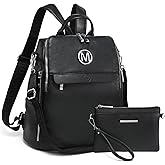 MKP Women Fashion Backpack Purse PU Leather Convertible Medium Ladies Rucksack Travel Shoulder Bags Handbag and Purse 2Pcs