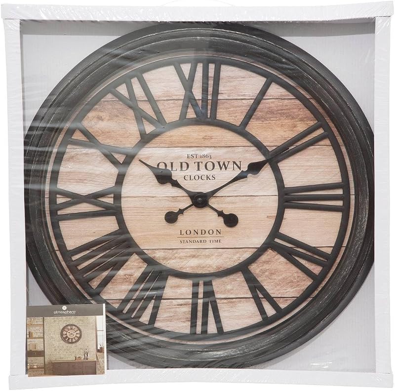 JJA Wanduhr, Retro-Stil, industriell, geprägt, Durchmesser 50 cm, Braun — Foto 3 von 4