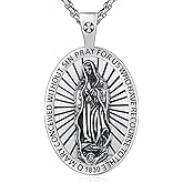 AUDINCEED Saint Necklace for Men Women 925 Sterling Silver Patron Saint Medal Necklace St Amulet Protection Pendant Jewelry Gift