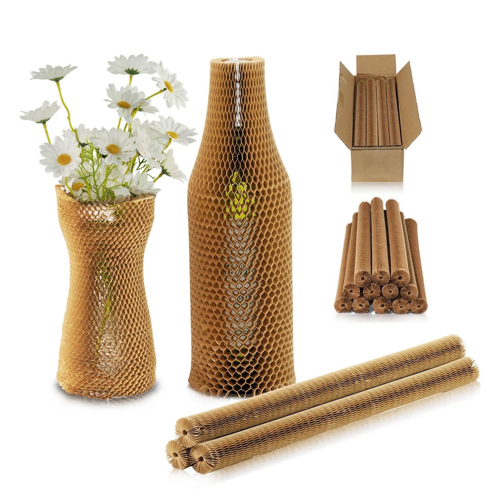 12 Pack 35cm Bubble Wrap Sleeves for Moving House, Honeycomb Packing Paper, Glass Jar Cup Wine Bottle Protector Cases Protective Wrap,Packaging Materials (35cmX12pack)