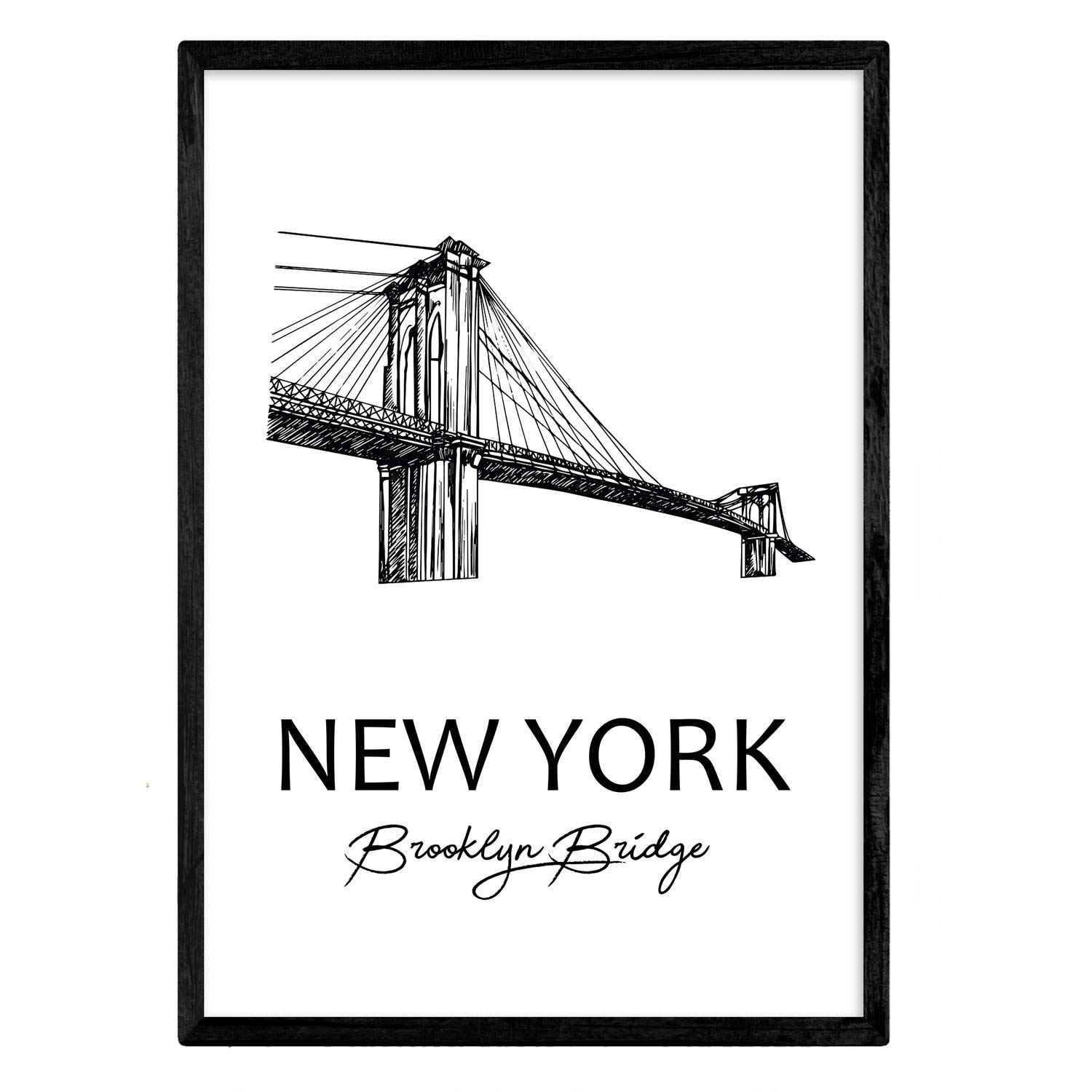 Nacnic Poster New York - Brooklyn Bridge. Sheets with monuments of cities. A3 size