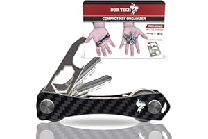 DBR TECH Carbon Fiber Compact Key Holder, Premium Smart Key Organizer Keychain (4-20 Keys), Heavy Duty Minimalist Multikey Folding Pocket Keyholder, Durable Locking Mechanism, Slick Slim Quiet Profile