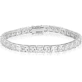 Gemsme 5 * 5mm Square Tennis Bracelet, 5mm 18K White/Yellow Gold Plated Square Cubic Zirconia Tennis Bracelet for Women