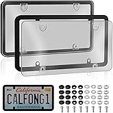CPProDilig License Plate Covers & Frames, 2 Pack Grey Car Front and Rear License Plate Protector Holder with Screws & Caps, Unbreakable Car Licence Plate Frame, Universal for Most Standard US Plates