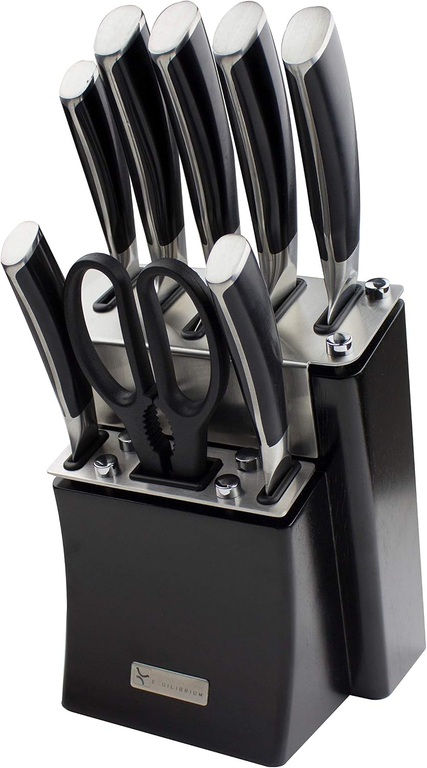 Rockingham Forge Equilibrium 9-Piece Kitchen Knife Block Set, Professional Stainless Steel Chefs Knives Selection