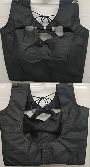 Women's Sleeveless Patteren Readymade Saree Blouses(FreeSize_Black)