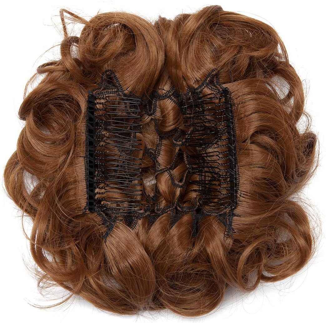 Short Messy Curly Dish Hair Bun Extension Easy Stretch hair Combs Clip in Ponytail Extension Scrunchie Chignon Tray Ponytail Hairpieces - Image 3