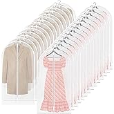 TORONTOKYO 25 Pack 55" Hanging Clear Plastic Garment Bags with Zipper Translucent Long Dress Bags Clothes Cover for Closet Storage and Travel