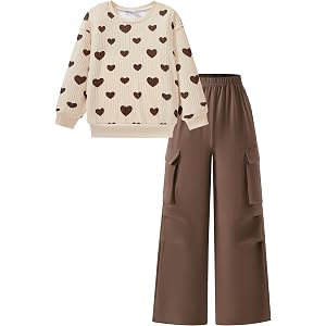 Yhnslsf Teen Girls Clothes 2 Piece Fall Winter Sweatsuit Outfits 6-12Y | Tween Girl Fashion Clothing,Little Girls Long Sleeve