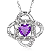 VANGAU Birthstone Necklace for Women, S925 Sterling Silver Jewelry Gifts, White Gold Plated Love Knot Pendant, Anniversary Birthday Vanlentine Day's Gifts for Grandma, Wife, Mom and Sister