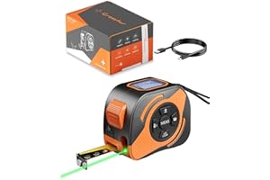 Crosstar 2-in-1 Laser Tape Measure 197ft, 532nm Green Beam, 16ft Manual Tape w/Matte Blade, LCD Display with Tilt Angle, Pythagorean Mode, Magnetic Hook for Construction Woodworking