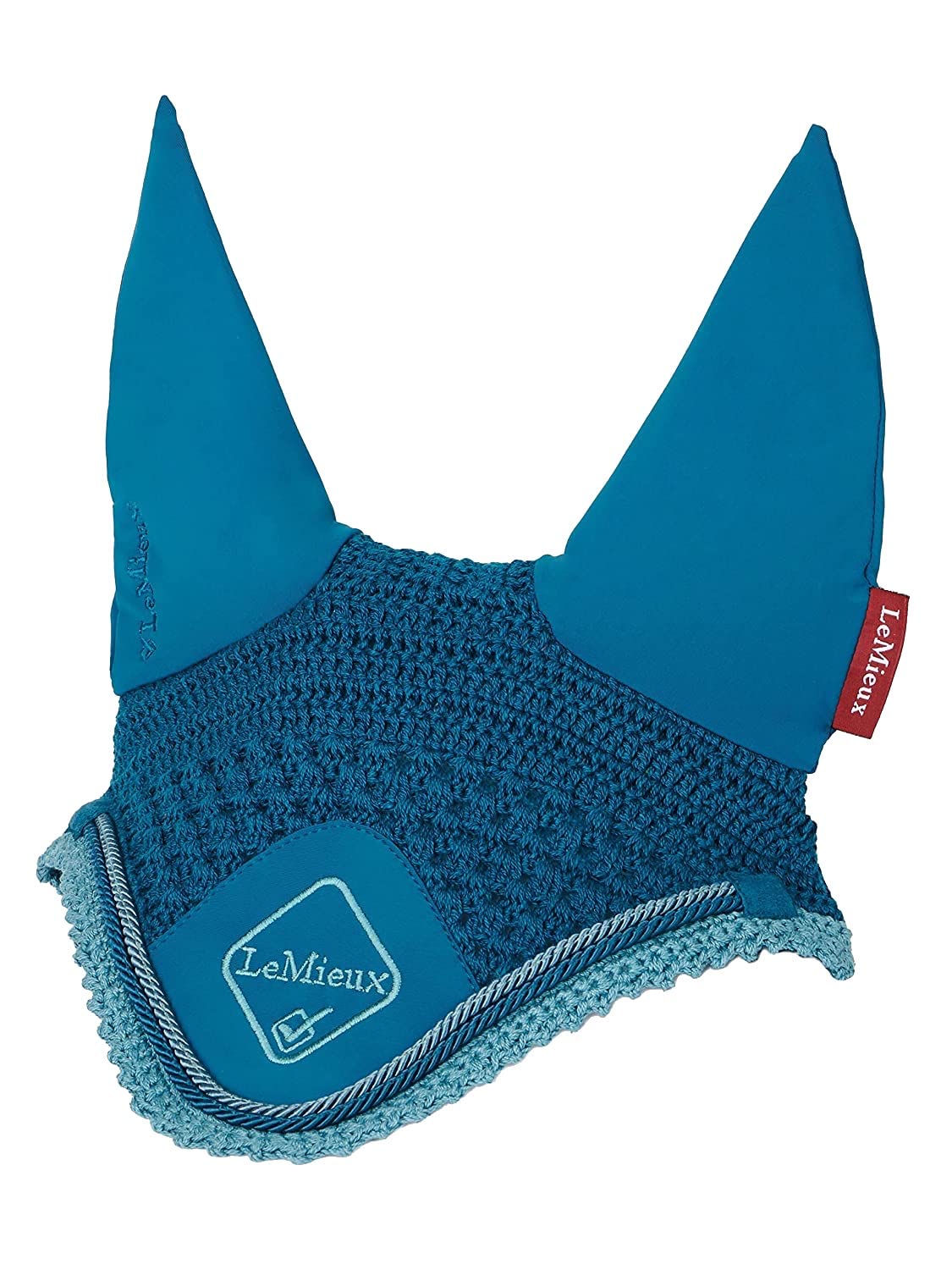 LeMieux Classic Fly Hood in Marine with Soft Lycra Ears - Close Knit Crochet - Comfortable Fit Equestrian Mask - Sport Horse Wear - X-Large