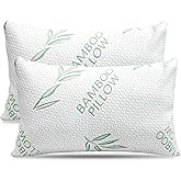 Elif King Size Pillows for Sleeping Set of 2 – Cooling Shredded Memory Foam Pillows with Removable Cover for Back, Stomach & Side Sleepers, Rayon Derived from Bamboo, King (2 Pack)