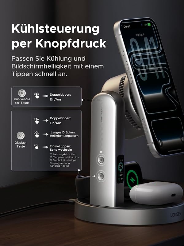 MagFlow Pro 25W Qi2 3-in-1 magnetische Ladestation mit Kühlung
