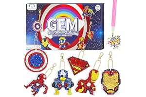 MATHARAGO Diamond Art for Kids 6 Pcs DIY Diamond Painting Cartoon Keyrings Set, Painting by Number Gem Keychains Craft Kits for Kids Ages 6-12, Gifts for Birthday, Back to School