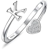 MILACOLATO Valentine's Day Gifts - 925 Sterling Silver Initial Rings for Women Teen Girl 18K Gold Plated Heart Letter Rings Adjustable Capital Letter Ring Stackable Thumb Pinky Rings for Mothers Daughter Birthday Bridesmaid Gifts Jewelry