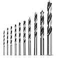 Baker and Bolt Brad Point Drill Bit Set for Wood - 2.5-5.9 Inch Long Stainless Steel Wood Drill Bits Set (Pack of 10 with Case).