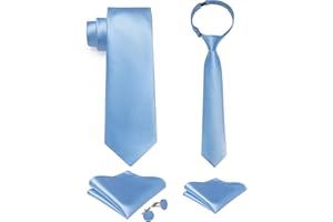 DiBanGu 2PCS Set for Father and Son Tie Silk Mens and Boys Adjustable Necktie & Pocket Square Cufflinks Kids Pre-tied Necktie