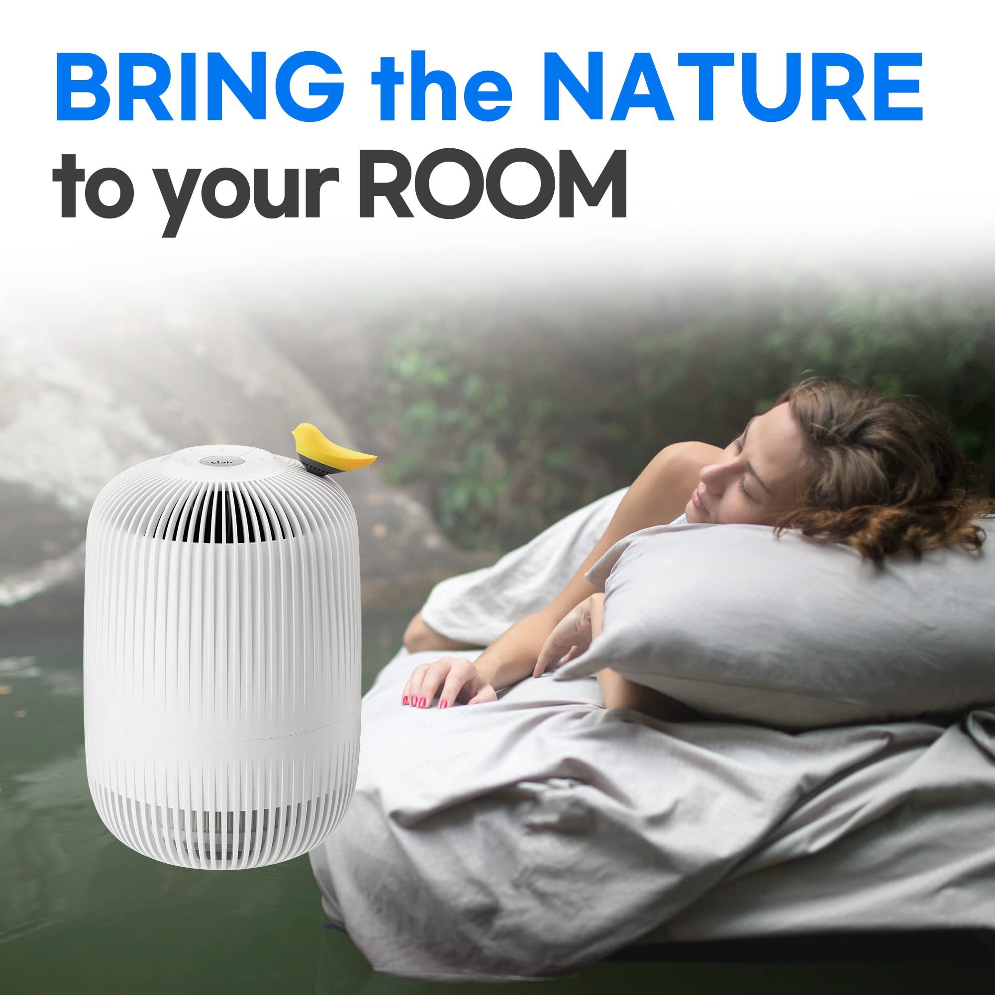 Clair K2 White Air Purifier for Home Bedroom Covers up to 1,071ft², H13 TRUE HEPA Removes 99.97% Allergens Dust Smoke Odor with Activated Carbon&Washable Pre-filter Air Quality Indicator,