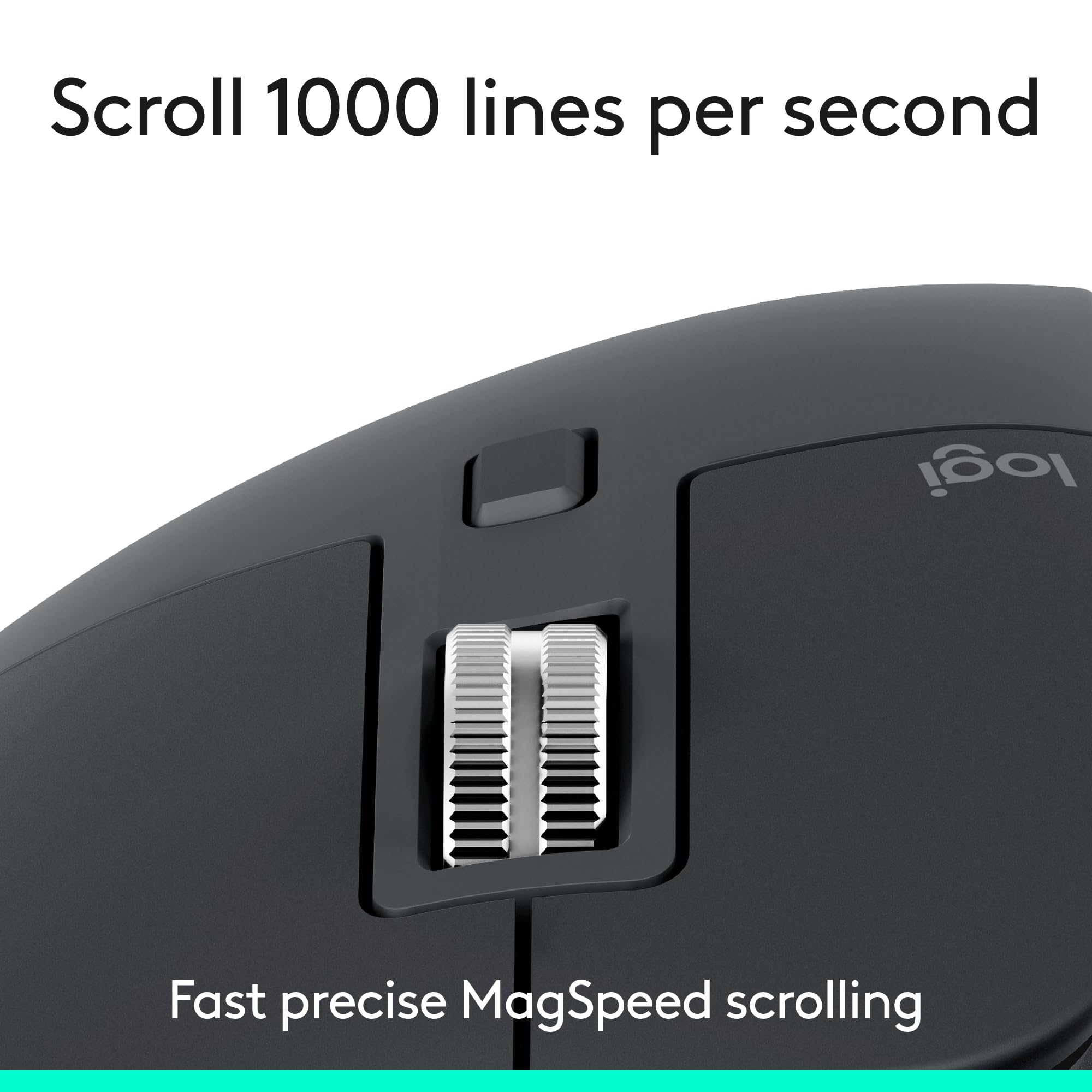 Logitech MX Master 3S - Wireless Performance Mouse with Ultra-Fast Scrolling, Ergonomic, 8K DPI, Glass Tracking, Silent Clicks, USB-C, Bluetooth, Windows, Linux, Chrome - Dark Gray