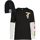 Kwik-E-Mart Mens Shirt and Beanie Bart Simpson Faux Long Sleeve 2 Piece Set