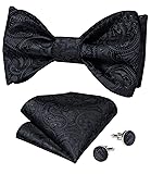 DiBanGu Black Self-Tied Bow Tie for Men Paisley