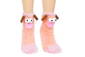 Kephay Coral Velvet Cartoon Monster Funny Socks for Women & Girls, 3D Novelty Face Winter Warm Thick Socks
