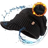 Oversize L/XL/XXL Merino Wool Slouchy Waterproof Visor Beanie Big Large Head Knit Hat