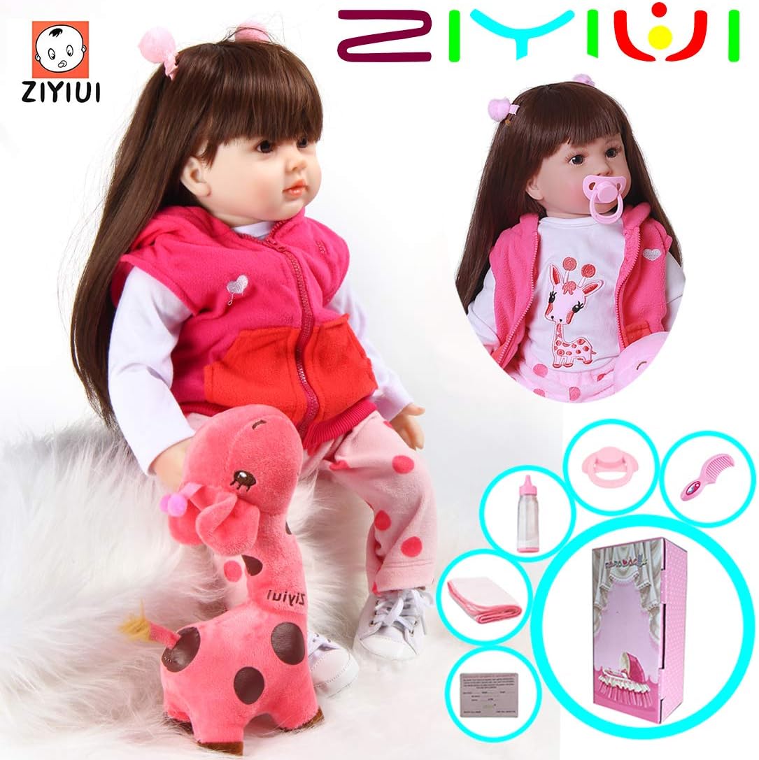 ZIYIUI Reborn Doll 24 Inch 60 Cm Reborn Baby Dolls Look Real Girl Realistic Soft Silicone Vinyl Reborn Gilr Toddler Realistic Real Lifelike Newborn Baby Girl Toy Xmas Gift