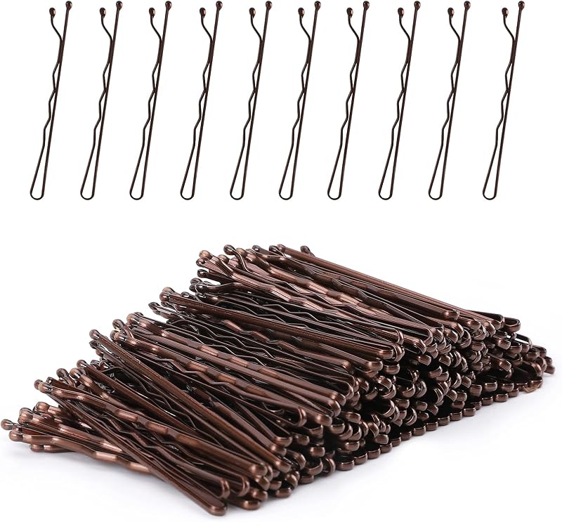 Laicky 200 Count Bobby Pins Brown Hair Grips with Box 5.2CM Hair Accessories