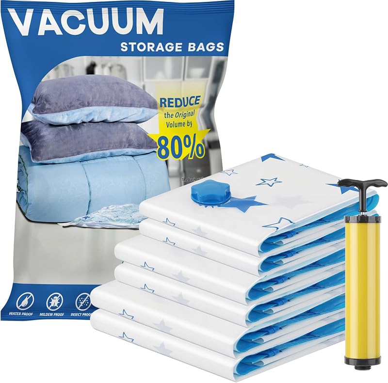 UOUNE Vacuum Storage Bags 6 Combo 2 Jumbo 2 Large 2 Medium Airtight Valve