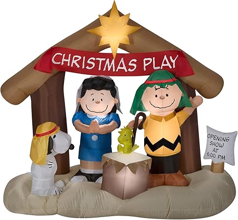 Amazon Com Holiday 6 Ft Peanuts Nativity Airblown Inflatable