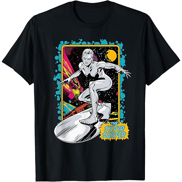 Logoshirt Sport Marvel Siver Surfer Maglietta da Spiaggia, Blu (Blau-Bleu Azure), S Uomo