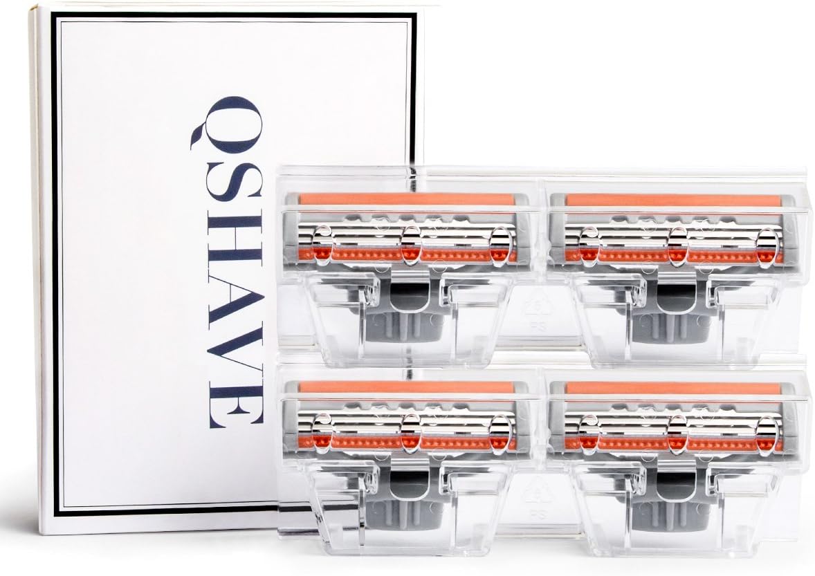 QSHAVE X3 Blade (3-Blade) Razor Refills/ Cartridges Made in USA Fit QSHAVE Blue Series Razor (4 Cartridges)