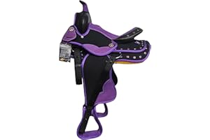 Silverline Synthetic 12" Youth Western Saddle, Bright Fun Colours and Crystal Trim, Lightweight Western Horse Tack for Young 