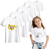 5 Pieces Toddler Blank Sublimation T-Shirt Modal Crew Neck Short Sleeve T-Shirt for Kids