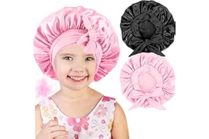 2 PCS Kids Bonnets for Girls, Silk Bonnet for Kids, Satin Bonnet for Sleeping, Baby Toddler Hair Cap with Tie Band