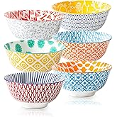 Cerkik Ceramic Soup Bowls Set - 24 Oz Deep Cereal Bowl - 6 Inch Large Kitchen Dinner Bowl Eating Pasta Salad Dessert Noodle Rice Oatmeal - Microwave Dishwasher Safe - Set of 6 - Assorted Colors