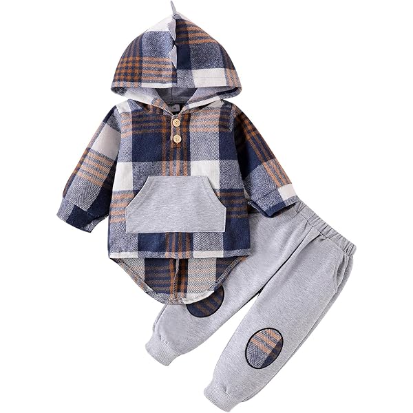 YOUNGER TREE Jungen-Sweatsuit – Flanell-Karo-Hoodie Mit Hose, Für 1–6 Jahre, Herbst/Winter